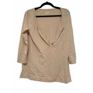 Lily Pulitzer beige women's henley 3/4 sleeve pima cotton shirt sz M #1592